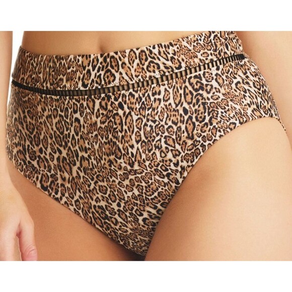 Bar III Cheetah Print High Rise Cut Out Detail Bikini Swim Bottoms Size XL - Picture 1 of 8